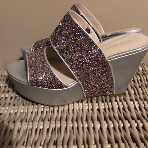 Nine West Platform Glitter Wedges